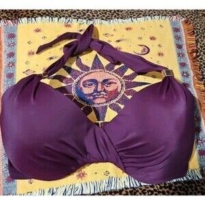 Victoria's Secret Swim Top 34DD Purple Padded Underwire Halter Beach Bathing Top